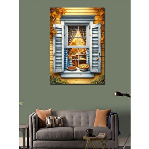 Kanvas Tablo Pencere Ve Kekler 100x140 cm