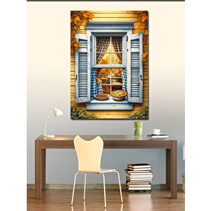 Kanvas Tablo Pencere Ve Kekler 50x70 cm