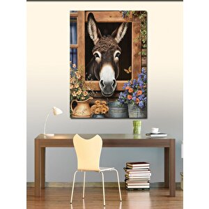 Kanvas Tablo Pencereden Bakan Eşek 50x70 cm