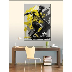 Kanvas Tablo Futbolcu Ve Sarı Sıçrama 100x140 cm