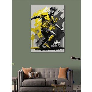 Kanvas Tablo Futbolcu Ve Sarı Sıçrama 100x140 cm