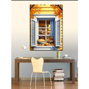 Kanvas Tablo Elmalı Turta Ve Pencere 70x100 cm