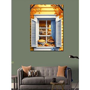 Kanvas Tablo Elmalı Turta Ve Pencere 70x100 cm