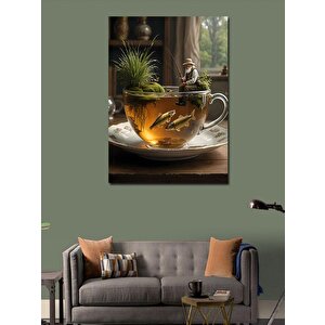 Kanvas Tablo Bardaktaki Akvaryum Ve Balıkçı 70x100 cm