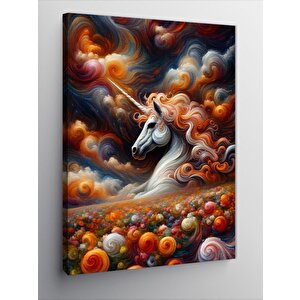 Kanvas Tablo Tek Boynuzlu At 50x70 cm