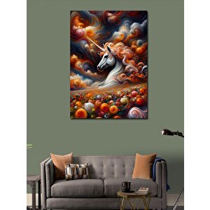 Kanvas Tablo Tek Boynuzlu At 50x70 cm