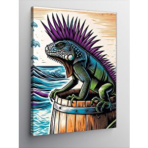 Kanvas Tablo Tropikal Iguana 100x140 cm