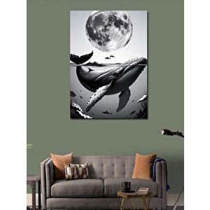 Kanvas Tablo Balina Ve Balıklar 100x140 cm