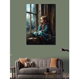 Kanvas Tablo Pencereden Dışarıya Bakan Kız 70x100 cm