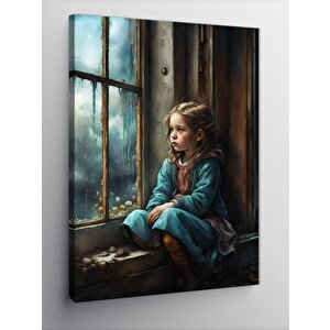 Kanvas Tablo Pencereden Dışarıya Bakan Kız 50x70 cm