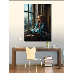 Kanvas Tablo Pencereden Dışarıya Bakan Kız 50x70 cm