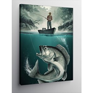 Kanvas Tablo Dev Balık Yakalayan Balıkçı 100x140 cm