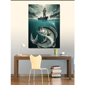 Kanvas Tablo Dev Balık Yakalayan Balıkçı 100x140 cm