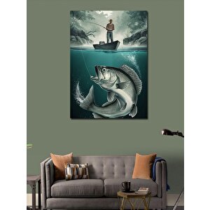 Kanvas Tablo Dev Balık Yakalayan Balıkçı 100x140 cm