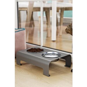 Modern Kedi Ve Küçük Orta Irk Köpek Mama Su Kabı İkili Çelik Kase Evcil Hayvan Mama Standı