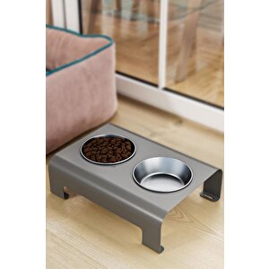Modern Kedi Ve Küçük Orta Irk Köpek Mama Su Kabı İkili Çelik Kase Evcil Hayvan Mama Standı