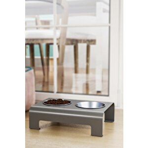 Modern Kedi Ve Küçük Orta Irk Köpek Mama Su Kabı İkili Çelik Kase Evcil Hayvan Mama Standı