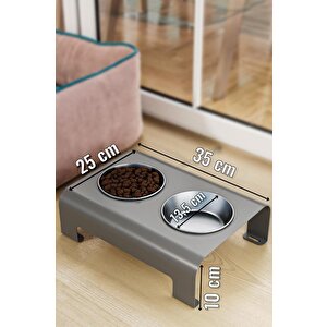 Modern Kedi Ve Küçük Orta Irk Köpek Mama Su Kabı İkili Çelik Kase Evcil Hayvan Mama Standı