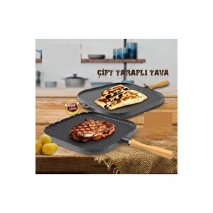 Granit Grill Çift Taraflı Izgara Ve Gözleme Tavası 36 Cm.kare