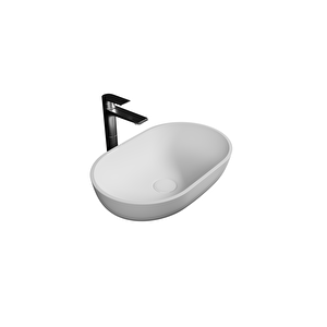 Sadira Gövde Üstü Lavabo 55 Cm Batarya Deliksiz Taşma Deliksiz