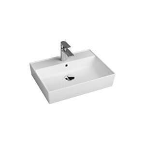 Plan Tezgah Üstü Kare Lavabo 60x45 Cm Beyaz