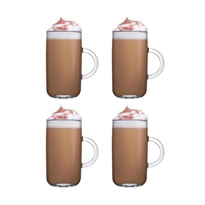 Iconic Kulplu 4 Lü Latte Sunum Bardağı - Kupa Meşrubat Su Bardağı
