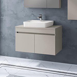 Denko Etna 80 Cm Mdf Kül Gri Banyo Dolabı Alt Modül, Lavabo