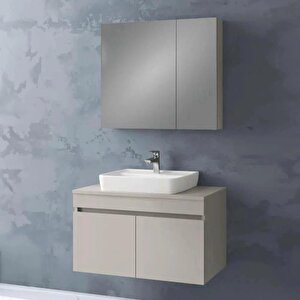 Denko Etna 80 Cm Mdf Kül Gri Banyo Dolabı Alt Modül, Lavabo
