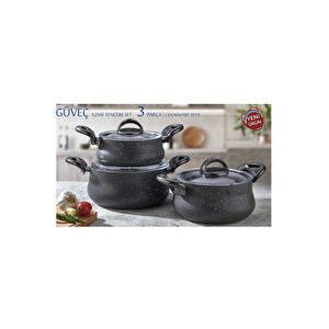 3 Lü Granit Döküm 3 Lü Güveç Set - Küçük Tencere Seti Takımı