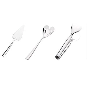 Can & Canan Servis Takımı Seti 3 Parça Servis Kaşığı Kürek Maşa Seti