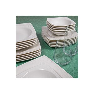 Güral Bone Porselen Vivente Yemek Takımı Seti 24 Prç.6 Kişilik