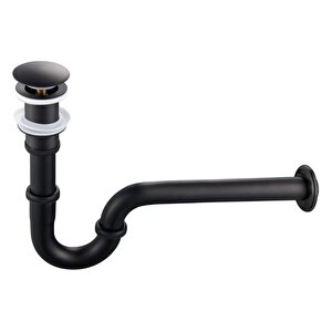 Pop-up Basmalı Paslanmaz Çelik Metal Lavabo Sifonu Siyah Ksf101-b