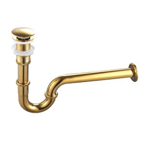 Fause Pop-up Basmalı Paslanmaz Çelik Metal Lavabo Sifonu Gold Ksf101-g