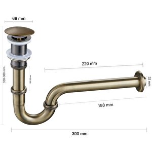 Pop-up Basmalı Paslanmaz Çelik Metal Lavabo Sifonu Antik Eskitme Ksf101-a
