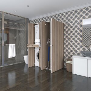 Çamaşır-kurutma Makinesi Dolabı Şahrur Sağ Crd 187*120*60 Çekmeceli Banyo