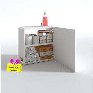 Banyo Ecza Dolabı Susanin Byz 39*39*20 Mutfak Komodin (m) Arkalıksız + Tekli Duvar Rafı Hediyeli