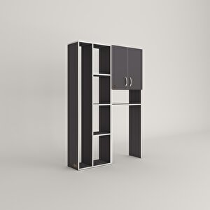Çamaşır Makinesi Dolabı Veronikasüpürge Gri 180*126*20 Banyo Arkalıksız Raflı