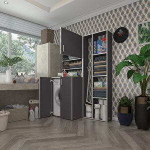 Çamaşır Makinesi Dolabı Kasparovsüpürge Gri 180*126*55-20 Banyo Kapaklı Arkalıksız