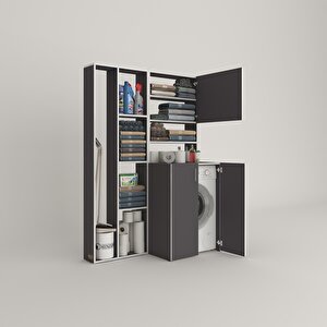 Çamaşır Makinesi Dolabı Kasparovsüpürge Gri 180*126*55-20 Banyo Kapaklı Arkalıksız