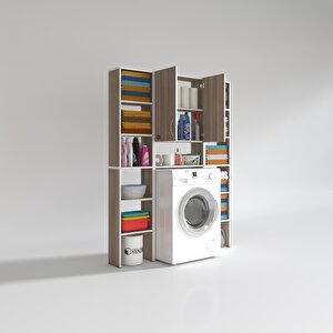 Çamaşır Makinesi Dolabı Veronikamaksduble Crd 180*126*20 Banyo Arkalıksız Raflı