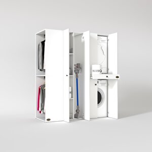 Çamaşır-kurutma Makinesi Dolabı Ve Giysi Dolabı Çekmeceli Eşarimdf Sol Byz 187*160*60  % 100 Full Mdf