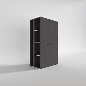 Çamaşır-kurutma Makinesi Dolabı Biruni Gri 187*110*60 Çekmeceli Raflı Banyo