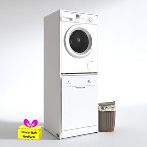 Çamaşır-bulaşık Makinesi Dolabı Katinka Byz 180*70*60 Banyo Çift Katlı Arkalıksız + Tekli Duvar Rafı Hediyeli