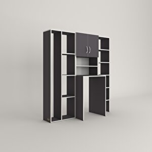 Çamaşır Makinesi Dolabı Hayzummega Gri 180*156*55 Banyo Kiler Çift Kapaklı Arkalıklı