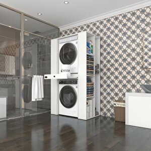 Çamaşır-kurutma Makinesi Dolabı Umare Byz 187*110*60 Çekmeceli Raflı Banyo