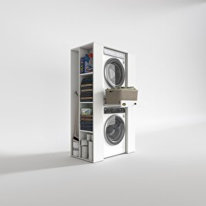 Çamaşır-kurutma Makinesi Dolabı Umare Byz 187*110*60 Çekmeceli Raflı Banyo