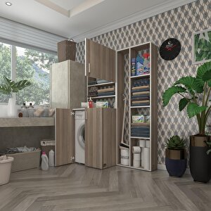 Çamaşır Makinesi Dolabı Kasparovsüpürge Crd 180*126*55-20 Banyo Kapaklı Arkalıksız