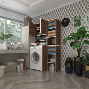 Çamaşır Makinesi Dolabı Hayzummaks Cvz 180*096*55 Banyo Kiler Çift Kapaklı Arkalıklı
