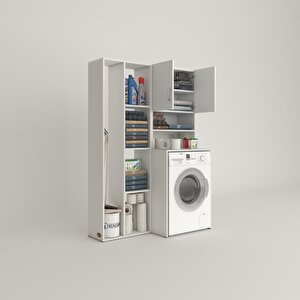 Çamaşır Makinesi Dolabı Hayzumsüpürgemdf Byz 180*126*55 % 100 Mdf Full Mdf Banyo Kiler Çift Kapaklı Arkalıklı