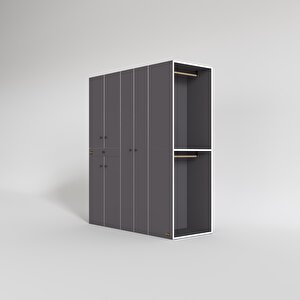 Çamaşır-kurutma Makinesi Dolabı Ve Giysi Dolabı Çekmeceli Eşari Sağ Gri 187*160*60  Banyo